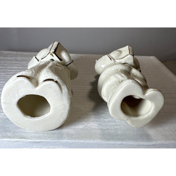 Vintage Ceramic Christmas Caroler Figurines  3 3/4" Gold Accents Set of 2 - Picture 7 of 8